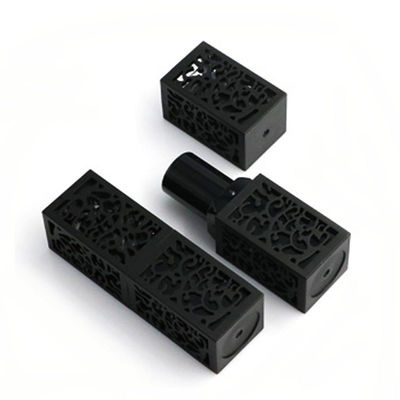 China 3.8g Lipstick Packaging Tube Black Square Lipstick Tube 23*74mm Size