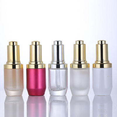 China Round Transparent Glass Foundation Bottle Simple Design Silk Screen Printing Cosmetic Packaging