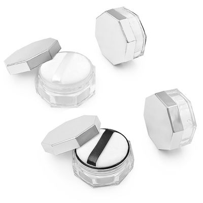 Round Transparent Loose Powder Case with Twist to Open Lid 15g Capacity Customizable Logo