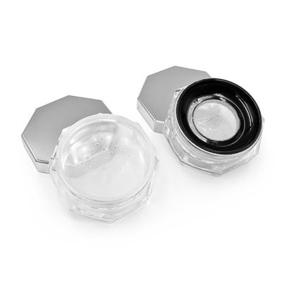 buy Round Transparent Loose Powder Case with Twist to Open Lid 15g Capacity Customizable Logo online manufacturer